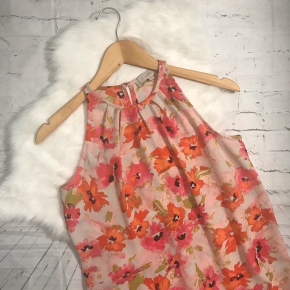 LOFT Halter Floral Sleeveless Pleated Dress Size 2P - Picture 3 of 6